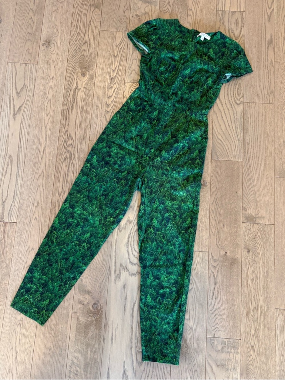 Birds of North America Evergreen Printed Short-Sleeve Tailored Jumpsuit